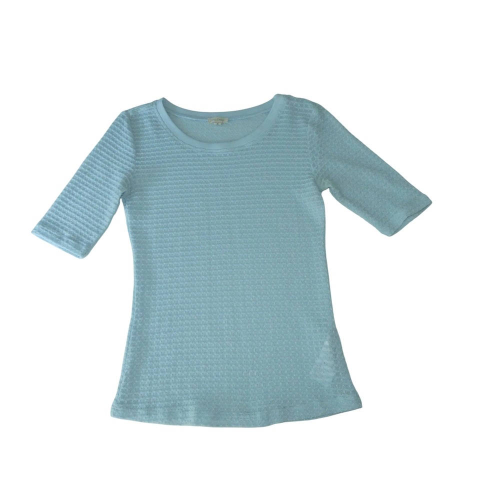 Pilcro Anthropologie Blue Textured Waffle Knit Top XS Coastal Casual Lightweight